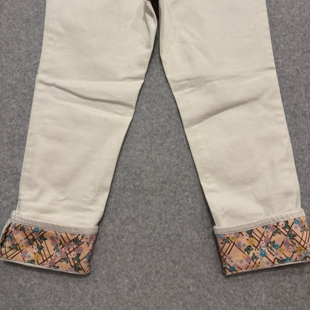 NWT Matilda Jane Womens White Floral Cuffed Denim Jeans Size 8 Straight Leg - Picture 10 of 12